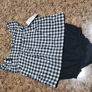 Carter's plaid dress onesie attached 24m